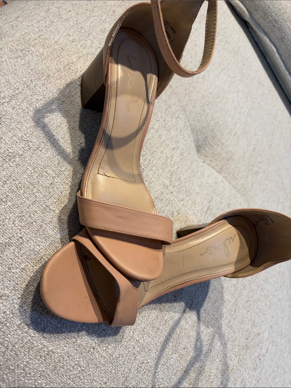 Lulu's Nude/Tan Block Heel Ankle Strap Sandals